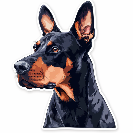Cute and Adorable Doberman Pinscher Expressive surreal Vinyl Decal Sticker for Car, Laptop, Tumbler and more # F019486-4" x 4"
