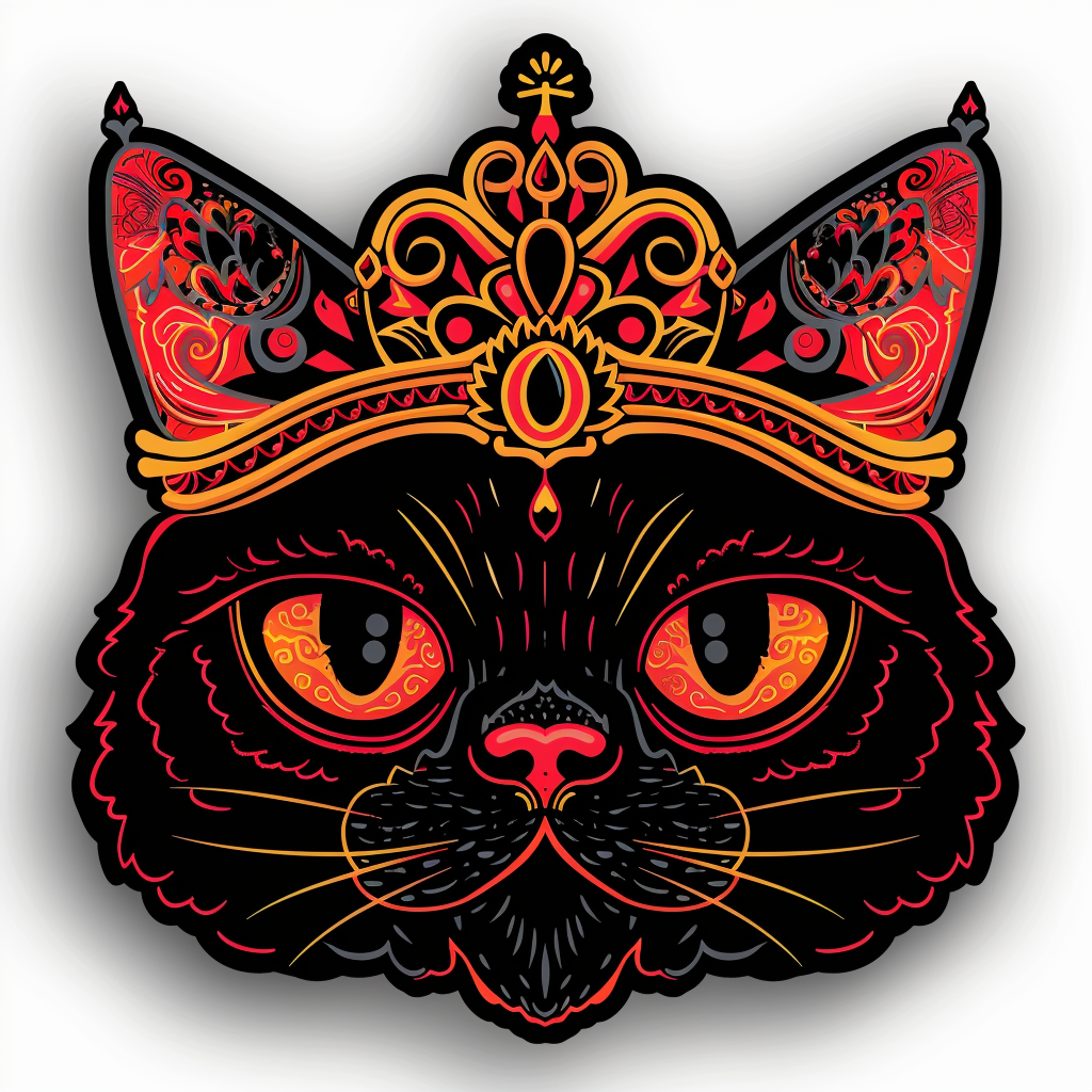 Persian Cat crowned majestic Expressive surreal Vinyl Decal Sticker for Car, Laptop, Tumbler and more # F016146