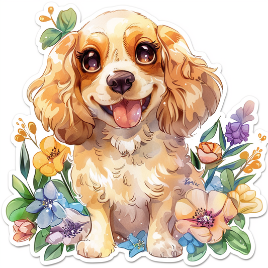 Adorable Cocker Spaniel Dog Expressive surreal Vinyl Decal Sticker for Car, Laptop, Tumbler and more # F019960-4" x 4"