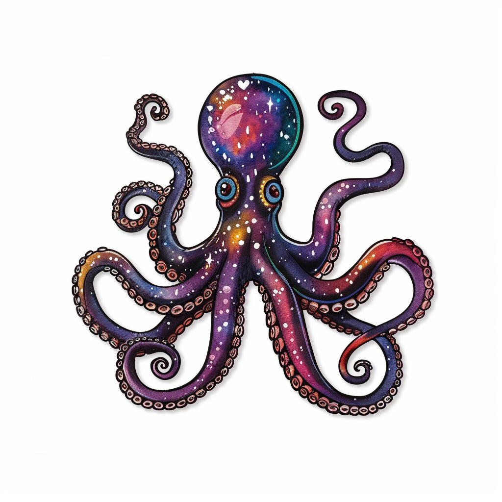 Sticker of a Octopus heartcore majestic Expressive surreal Vinyl Decal Sticker for Car, Laptop, Tumbler and more # F015709