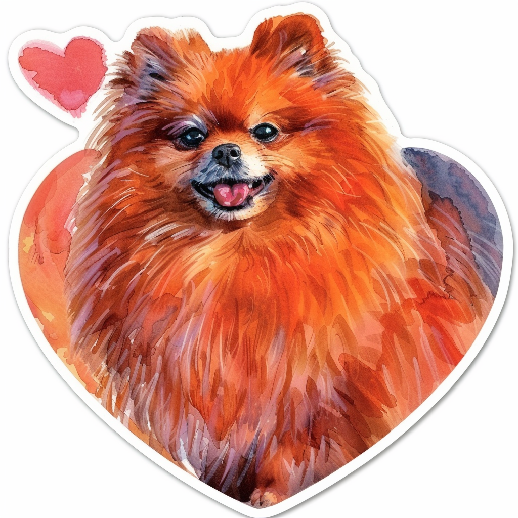 Sticker of a Pomeranian Dog majestic Expressive surreal Heartcore Vinyl Decal Sticker for Car, Laptop, Tumbler and more # F014146