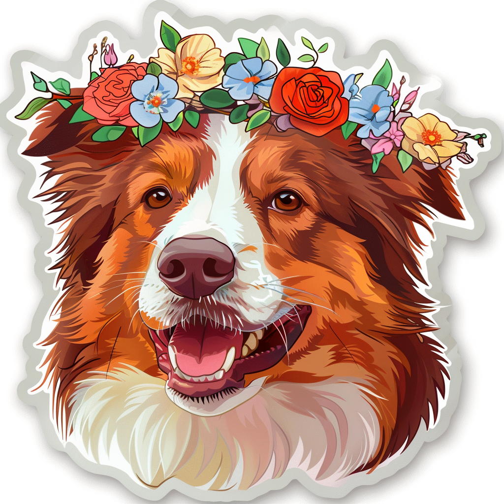 Sticker of a Border Collie Dog majestic Expressive surreal Vinyl Decal Sticker for Car, Laptop, Tumbler and more # F021893