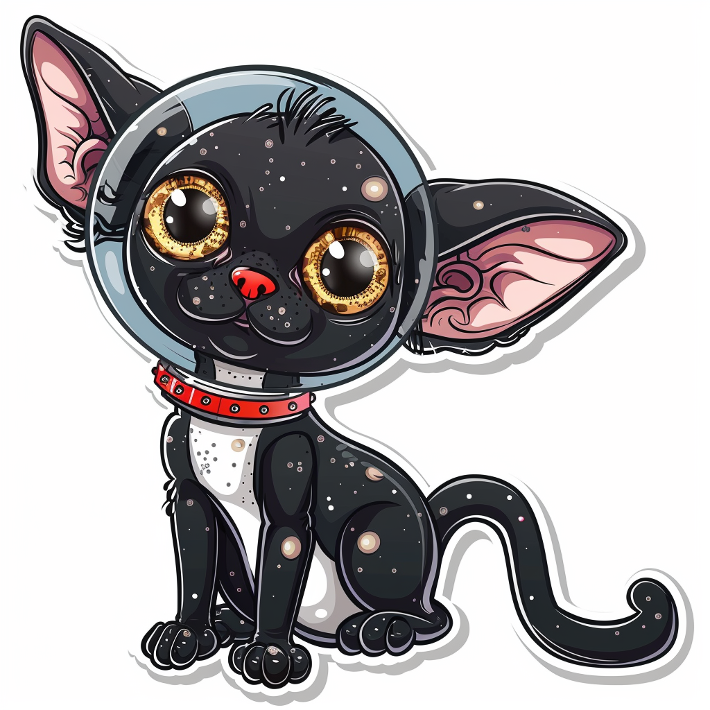 Adorable Cornish Rex Cat Expressive surreal Vinyl Decal Sticker for Car, Laptop, Tumbler and more # F021596-4" x 4"