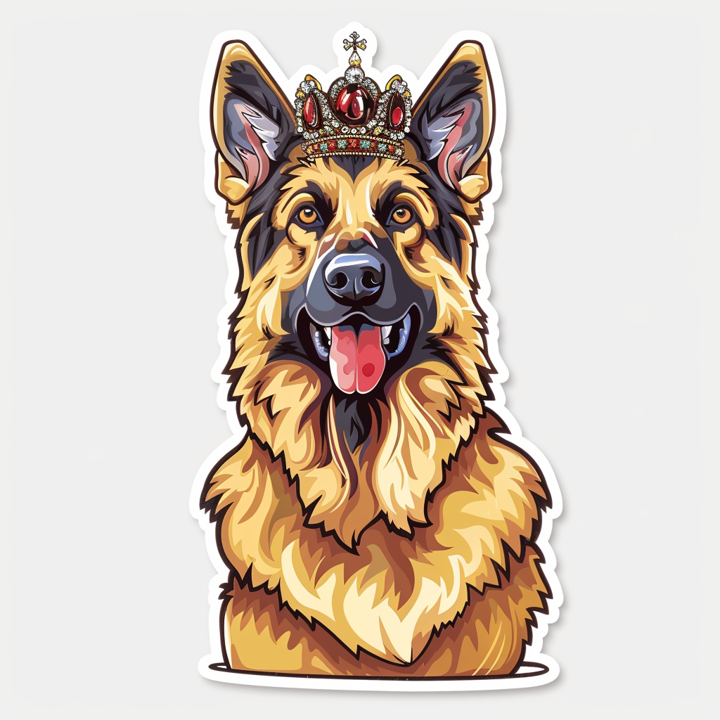 German Shepherd Dog crowned Vinyl Decal Sticker for Car, Laptop, Tumbler and more # F011507