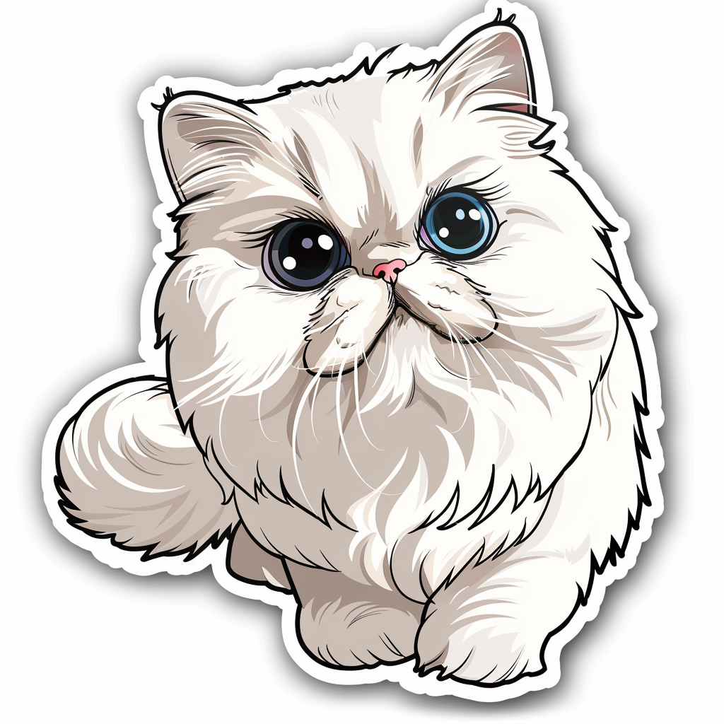 Persian Cat Expressive surreal Vinyl Decal Sticker for Car, Laptop, Tumbler and more # F016506