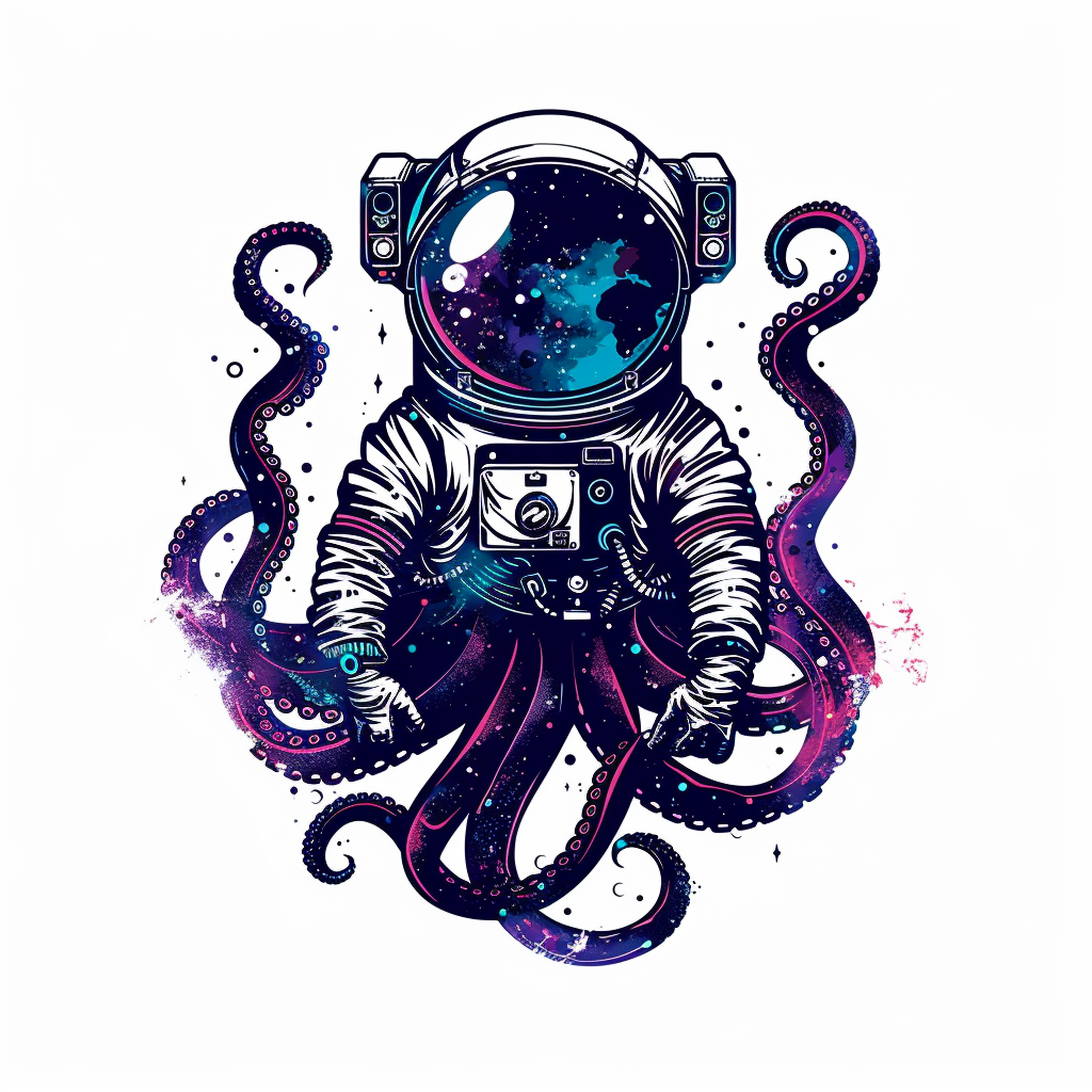 Sticker of an Octopus astronaut majestic Expressive surreal Vinyl Decal Sticker for Car, Laptop, Tumbler and more # F015430