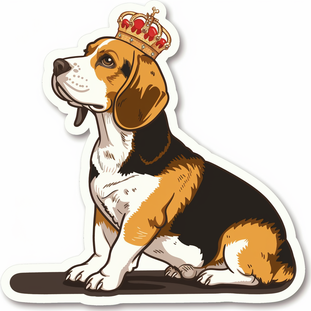 Beagle dog crowned Vinyl Decal Sticker for Car, Laptop, Tumbler and more # F011881