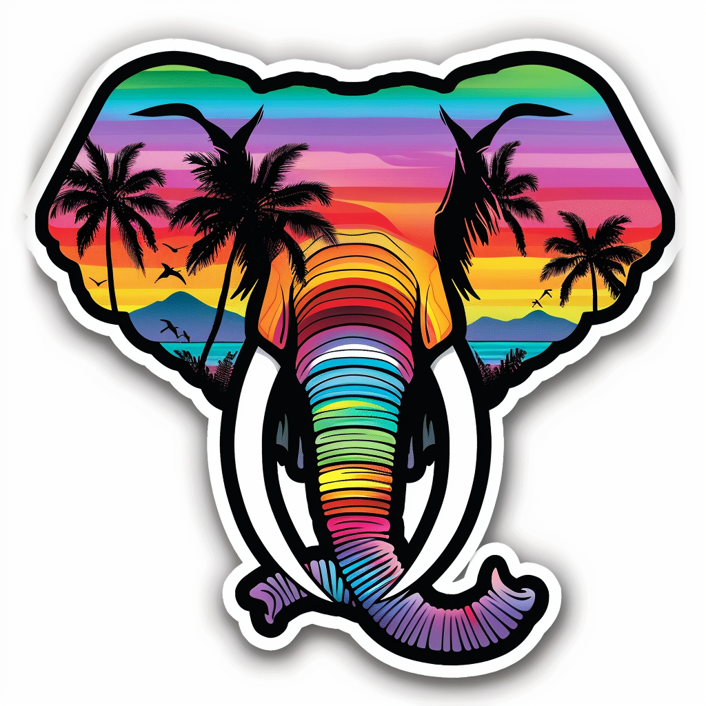 Elephant Expressive surreal Vinyl Decal Sticker for Car, Laptop, Tumbler and more # F022313-4" x 4"