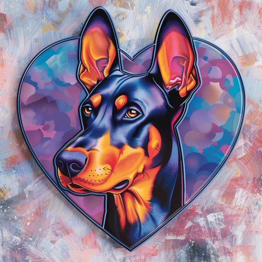 Doberman Pinscher Dog majestic Expressive surreal Vinyl Decal Sticker for Car, Laptop, Tumbler and more # F019603-4" x 4"
