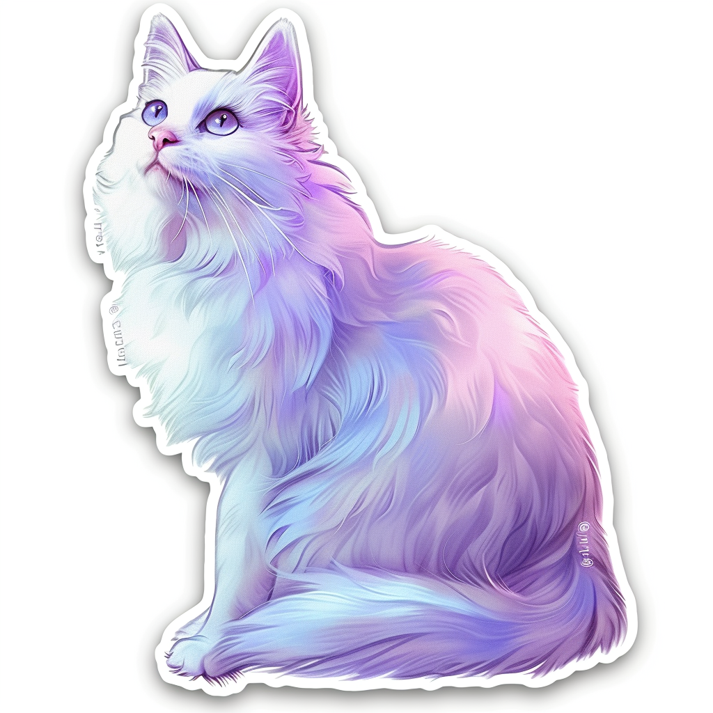 Adorable Turkish Angora Cat Vinyl Decal Sticker for Car, Laptop, Tumbler and more # F020953-4" x 4"