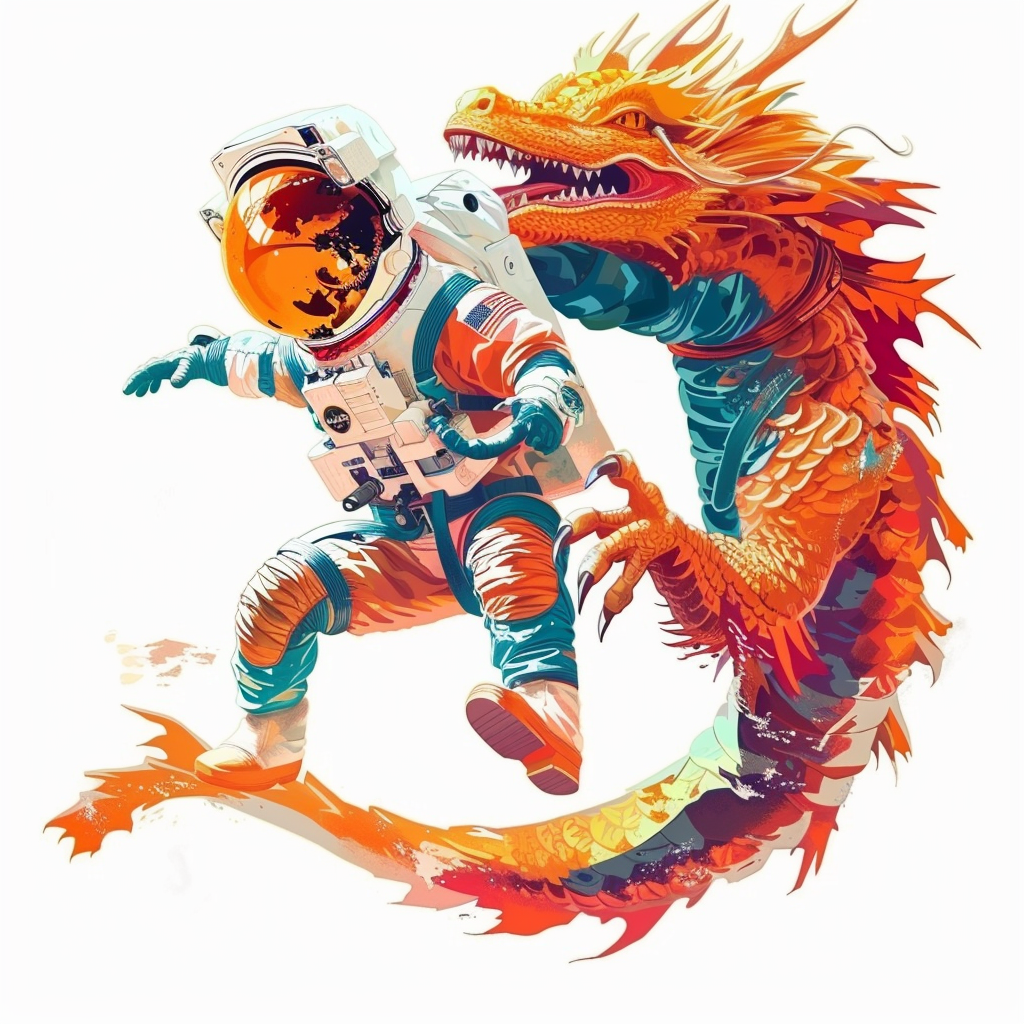Dragon astronaut majestic Expressive surreal Vinyl Decal Sticker for Car, Laptop, Tumbler and more # F019011