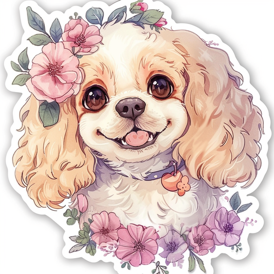 Adorable Cocker Spaniel Dog Expressive surreal Vinyl Decal Sticker for Car, Laptop, Tumbler and more # F019959-4" x 4"