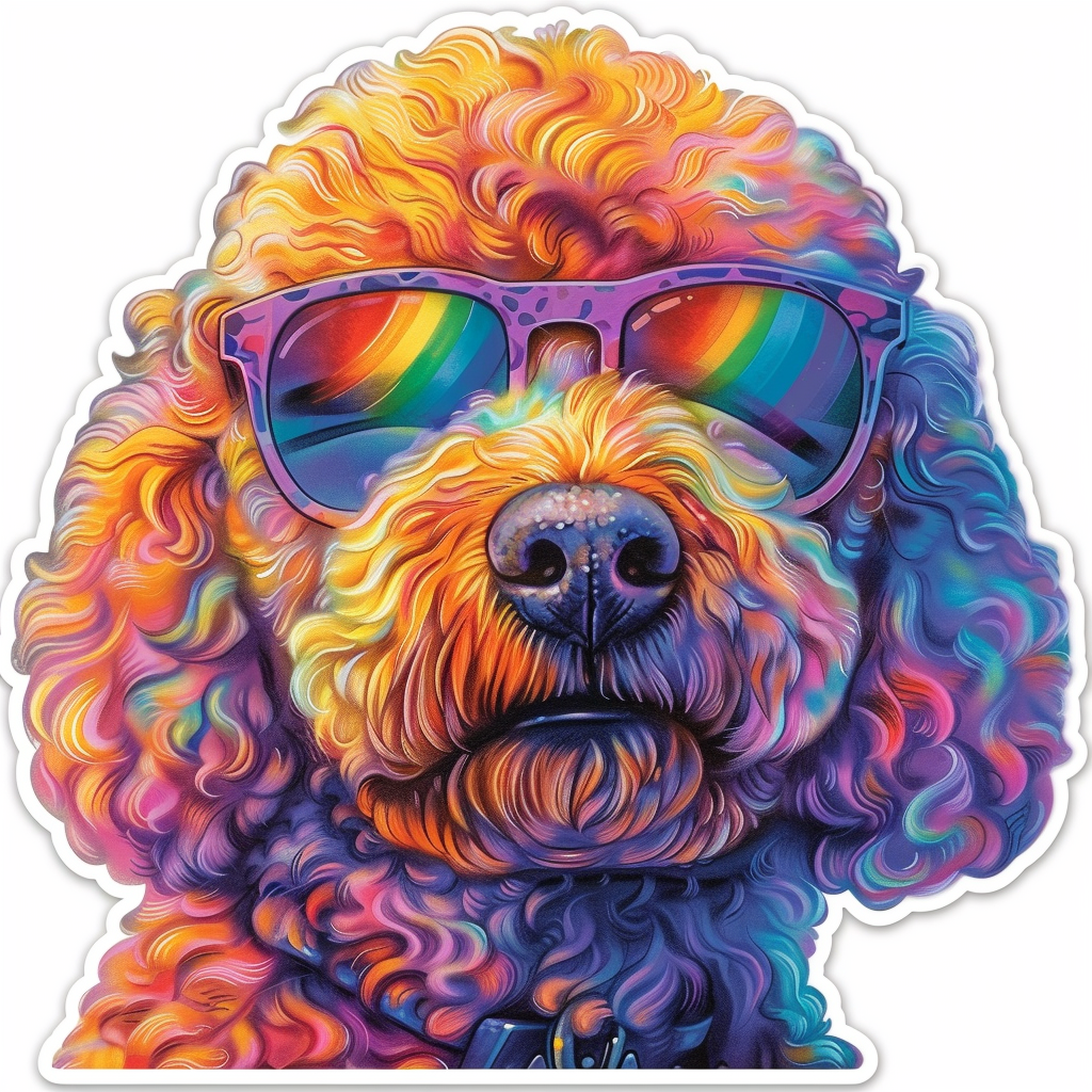 Poodle Dog wearing sunglasses Vinyl Decal Sticker for Car, Laptop, Tumbler and more # F012432