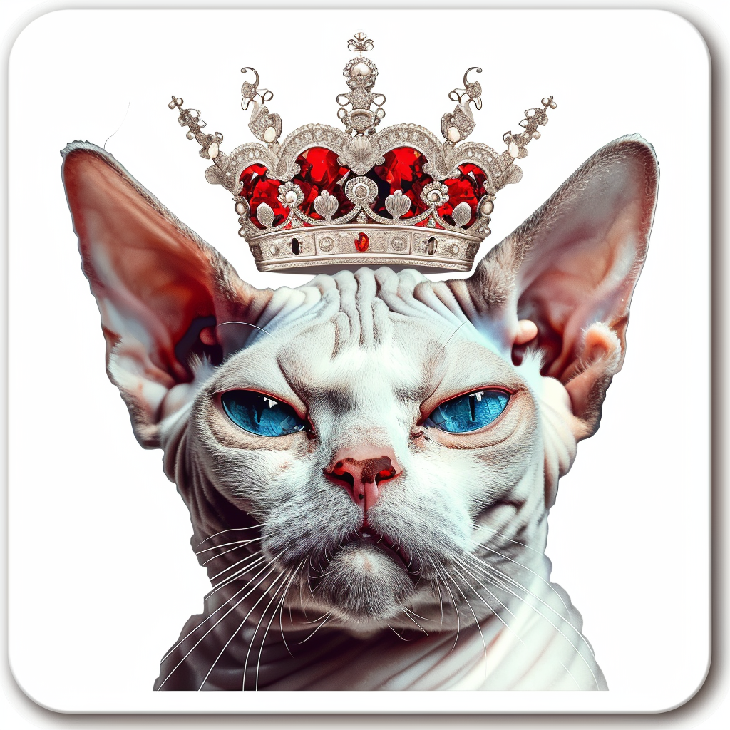 Adorable Cornish Rex Cat Expressive surreal Vinyl Decal Sticker for Car, Laptop, Tumbler and more # F021428-4" x 4"