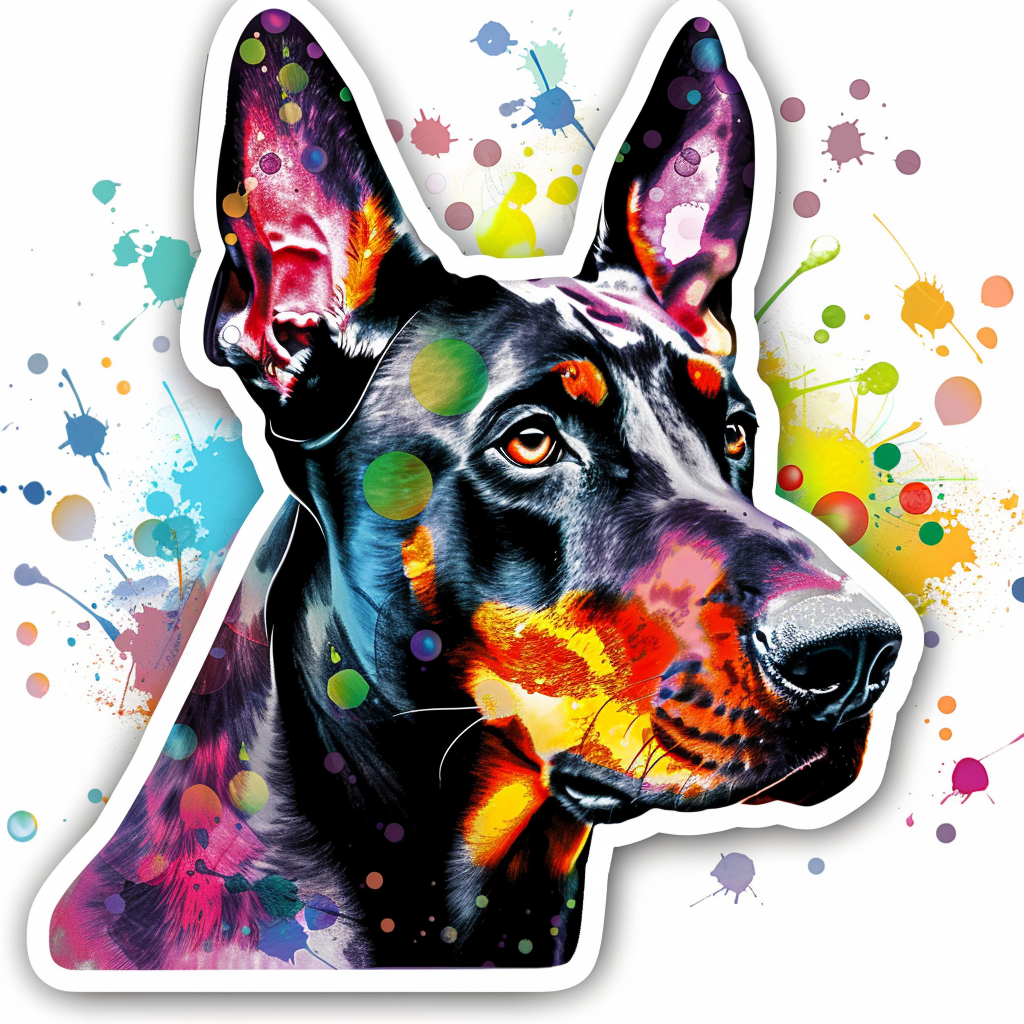 Cute and Adorable Doberman Pinscher Expressive surreal Vinyl Decal Sticker for Car, Laptop, Tumbler and more # F019464-4" x 4"