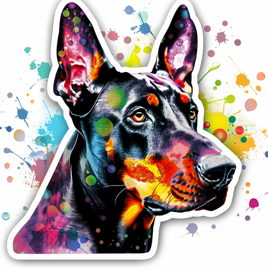 Cute and Adorable Doberman Pinscher Expressive surreal Vinyl Decal Sticker for Car, Laptop, Tumbler and more # F019464-4" x 4"