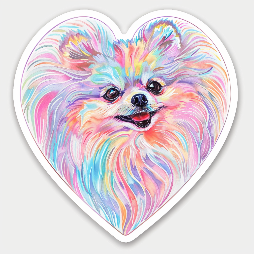 Sticker of a Pomeranian Dog majestic Expressive surreal Vinyl Decal Sticker for Car, Laptop, Tumbler and more # F014085