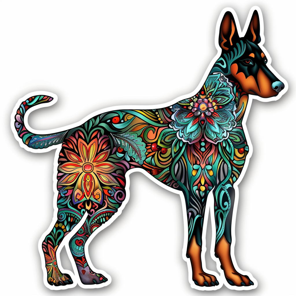 Doberman Pinscher Dog majestic Expressive surreal Vinyl Decal Sticker for Car, Laptop, Tumbler and more # F019595-4" x 4"