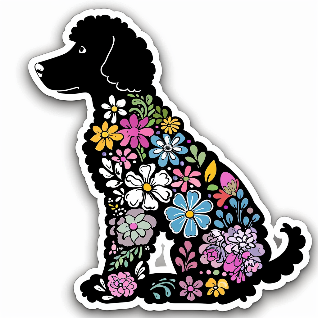 Poodle Dog floral Vinyl Decal Sticker for Car, Laptop, Tumbler and more # F012609