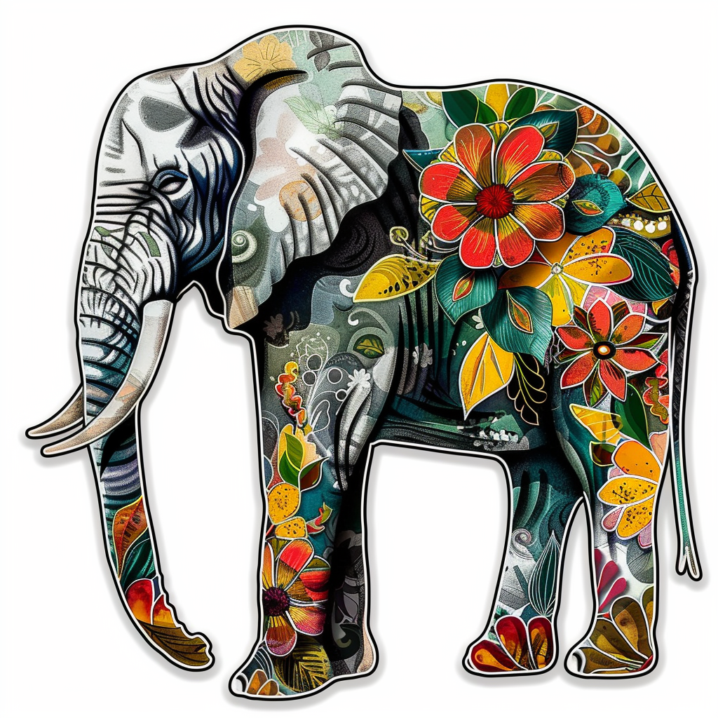 Elephant Expressive surreal Vinyl Decal Sticker for Car, Laptop, Tumbler and more # F022264-4" x 4"