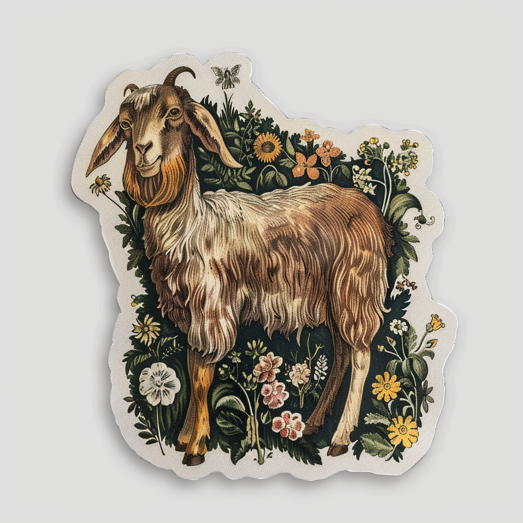 Goat majestic Expressive surreal Vinyl Decal Sticker for Car, Laptop, Tumbler and more # F020705-4" x 4"