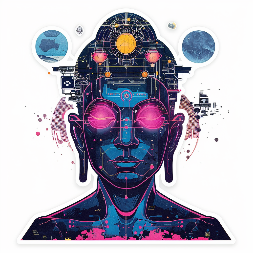 Buddha cyber punk majestic Expressive surreal Vinyl Decal Sticker for Car, Laptop, Tumbler and more # F016975