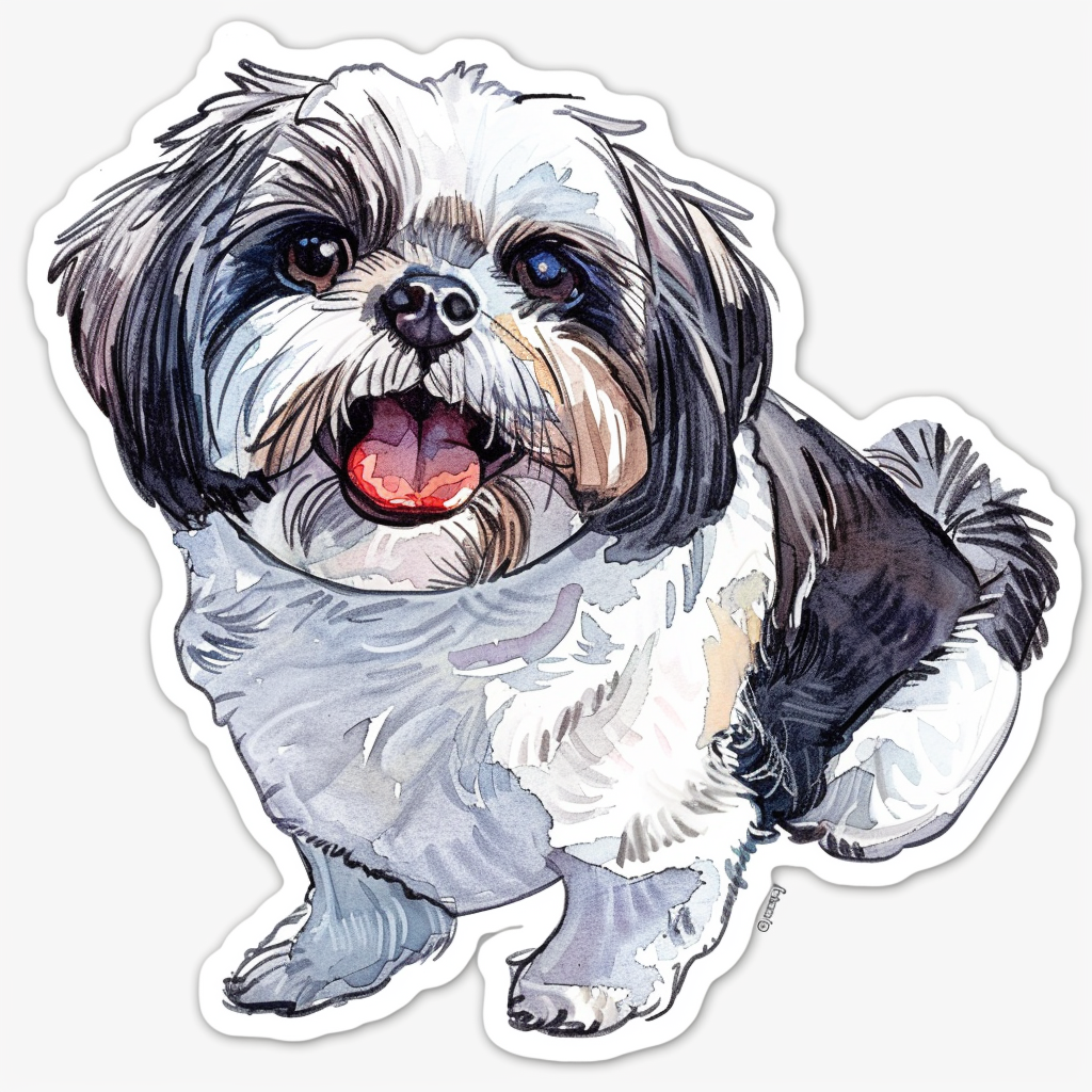 Adorable Shih Tzu Dog Expressive surreal Vinyl Decal Sticker for Car, Laptop, Tumbler and more # F018168