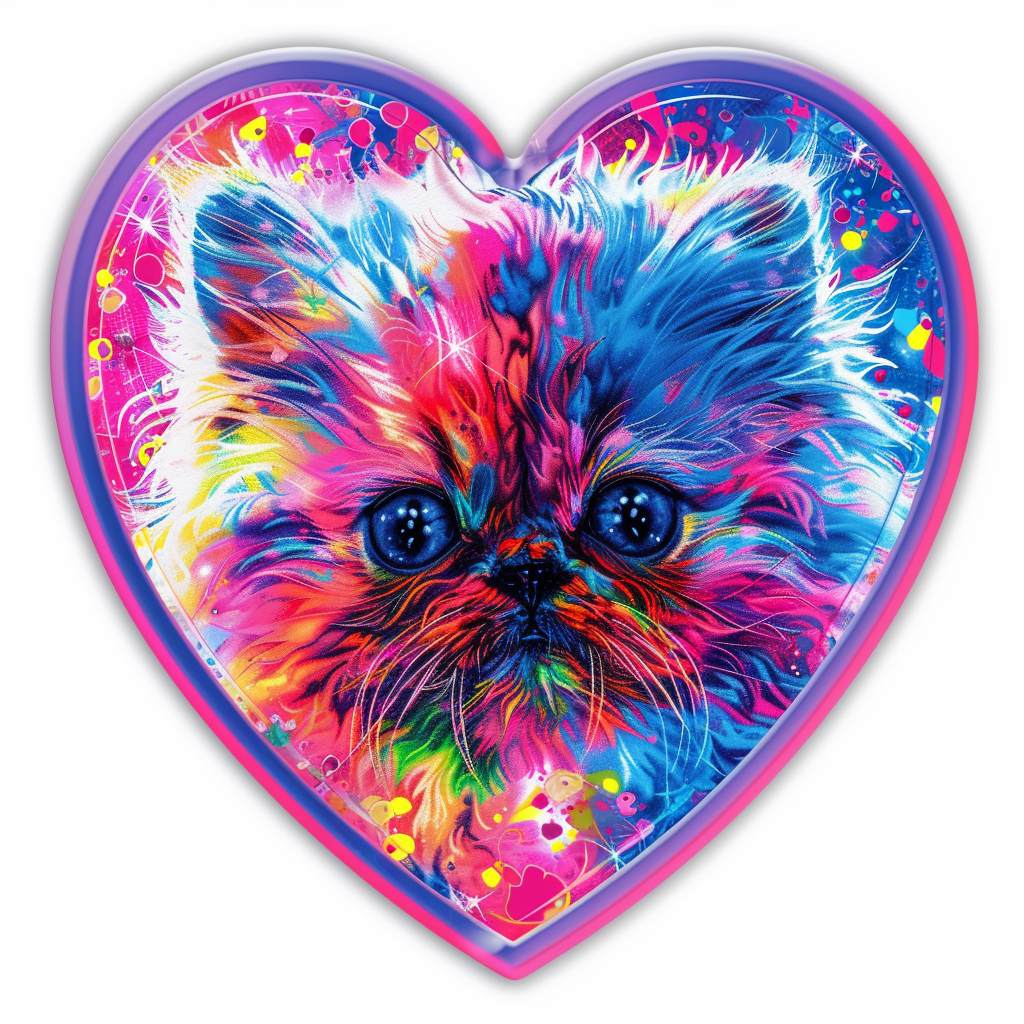 Sticker of a Persian Cat heartcore cat Expressive surreal Vinyl Decal Sticker for Car, Laptop, Tumbler and more # F016409