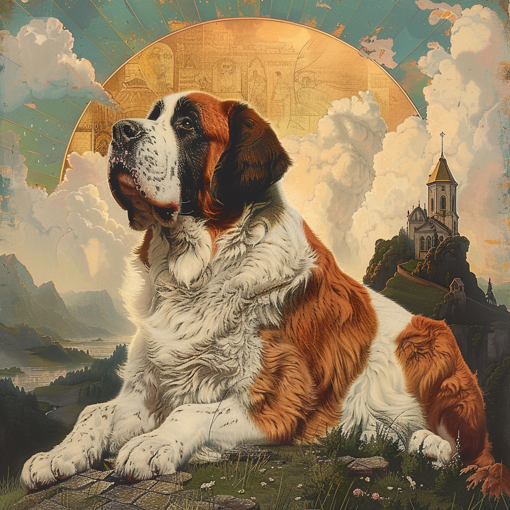 Saint Bernard Expressive surreal Vinyl Decal Sticker for Car, Laptop, Tumbler and more # F023489