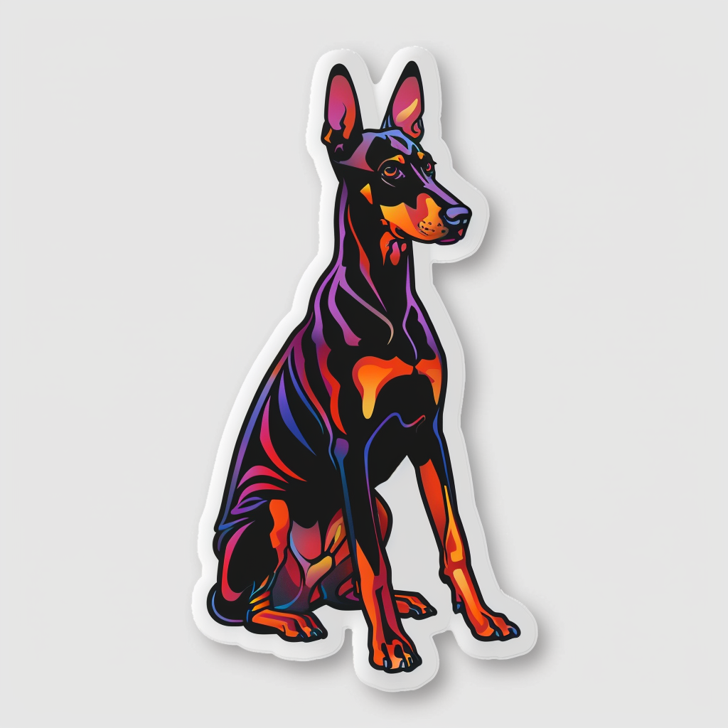 Doberman Pinscher Dog majestic Expressive surreal Vinyl Decal Sticker for Car, Laptop, Tumbler and more # F019334