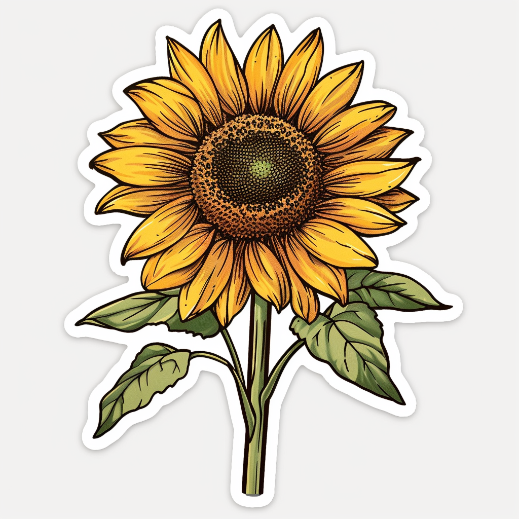Sunflower flower majestic Expressive surreal Vinyl Decal Sticker for Car, Laptop, Tumbler and more # F023106