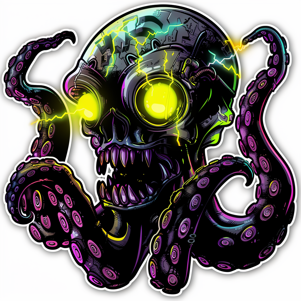 Octopus cyber punk majestic Expressive surreal Vinyl Decal Sticker for Car, Laptop, Tumbler and more # F015595