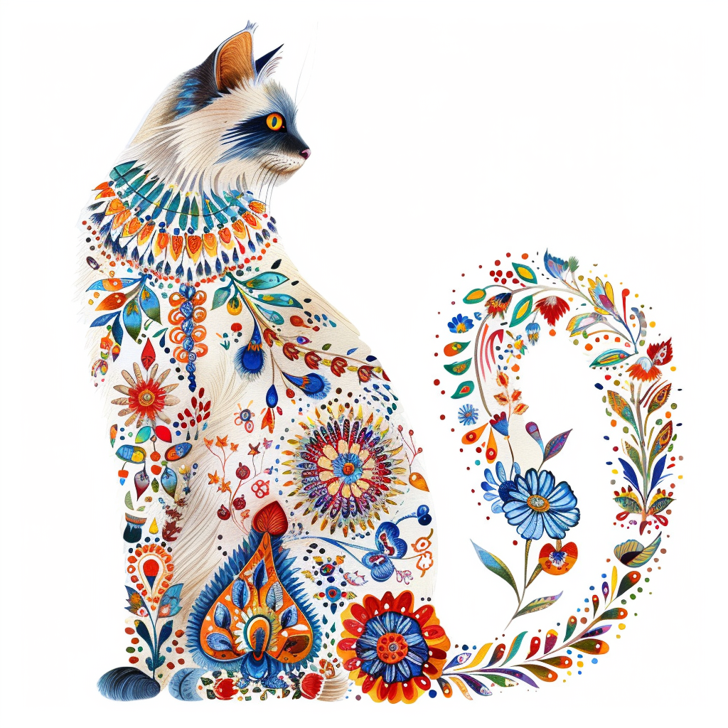 Persian Cat floral majestic Expressive surreal Vinyl Decal Sticker for Car, Laptop, Tumbler and more # F016221