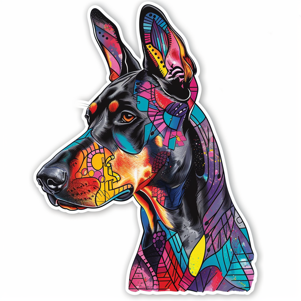 Sticker of a Doberman Pinscher Dog majestic Expressive surreal Vinyl Decal Sticker for Car, Laptop, Tumbler and more # F019227