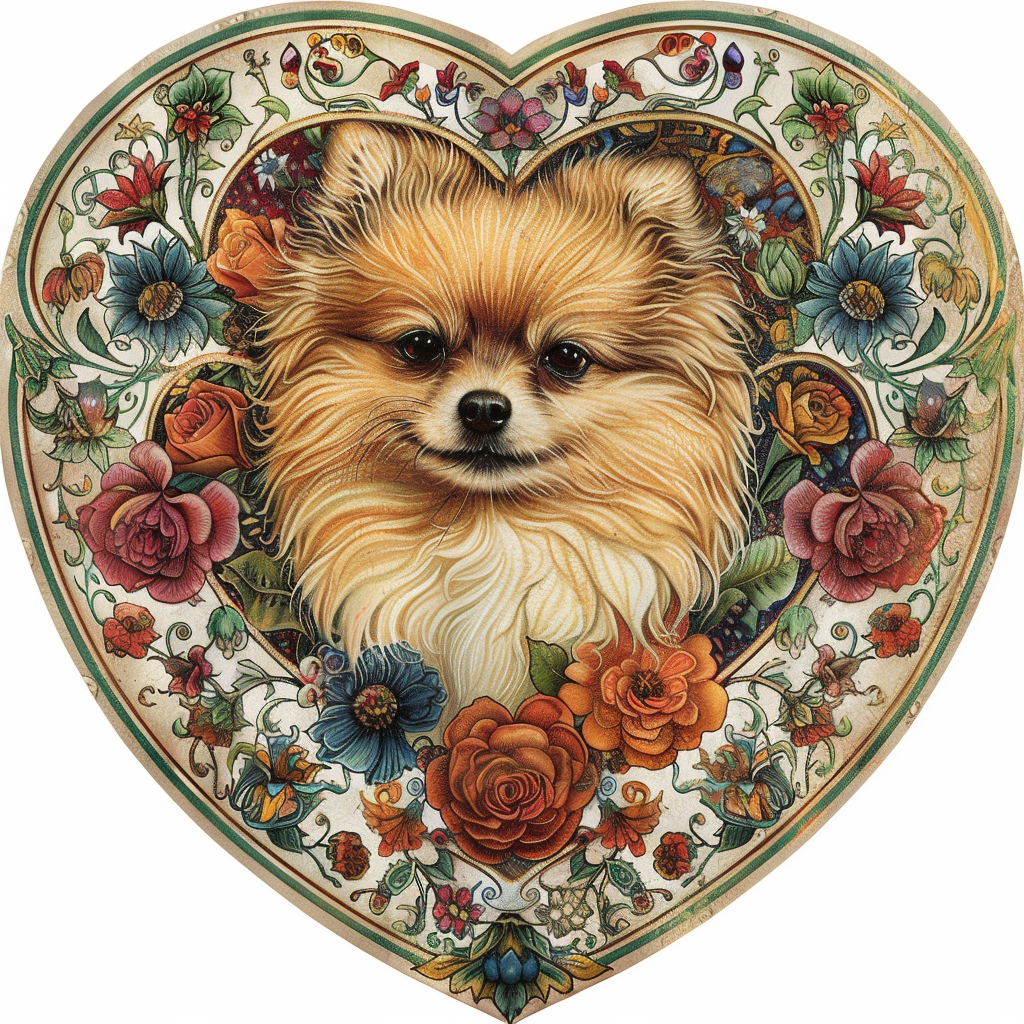 Sticker of a Pomeranian Dog majestic Expressive surreal Heartcore Vinyl Decal Sticker for Car, Laptop, Tumbler and more # F014053