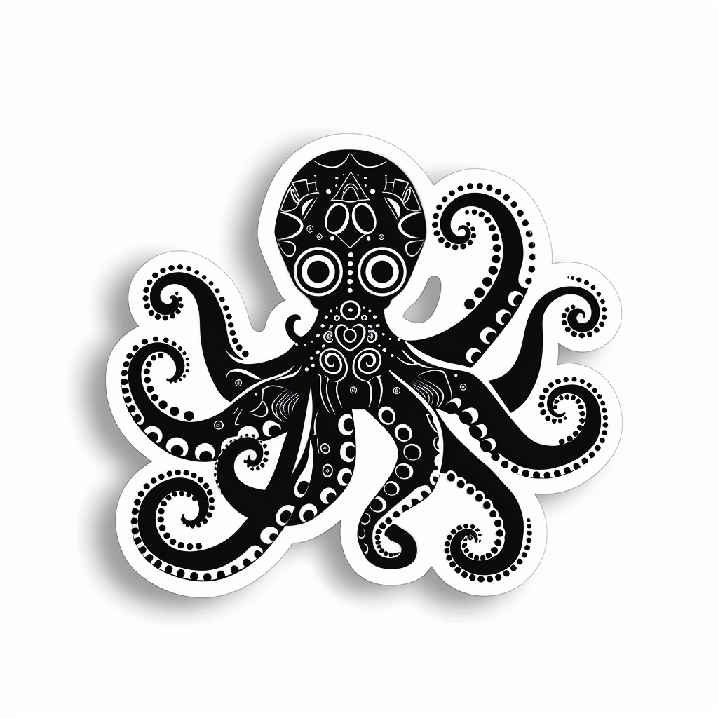 Sticker of a Octopus heartcore majestic Expressive surreal Vinyl Decal Sticker for Car, Laptop, Tumbler and more # F015479