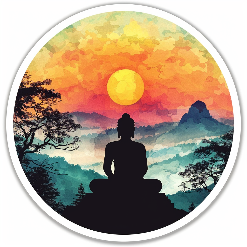 Sticker of a Buddha majestic Expressive surreal Vinyl Decal Sticker for Car, Laptop, Tumbler and more # F016862