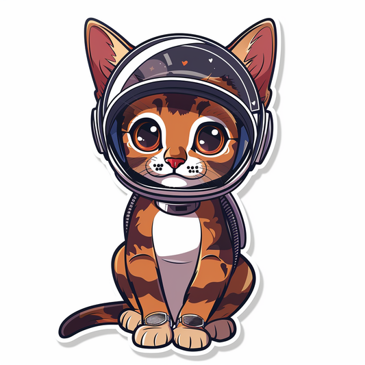 Abyssinian Cat astronaut majestic Expressive surreal Vinyl Decal Sticker for Car, Laptop, Tumbler and more # F021324-4" x 4"