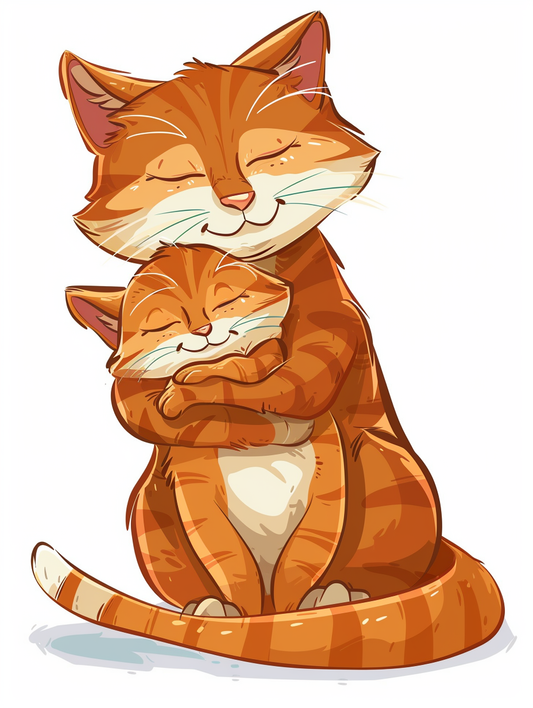 Adorable Cats Hugging  Vinyl Decal Sticker for Car, Laptop, Tumbler and more # F021633-4" x 4"