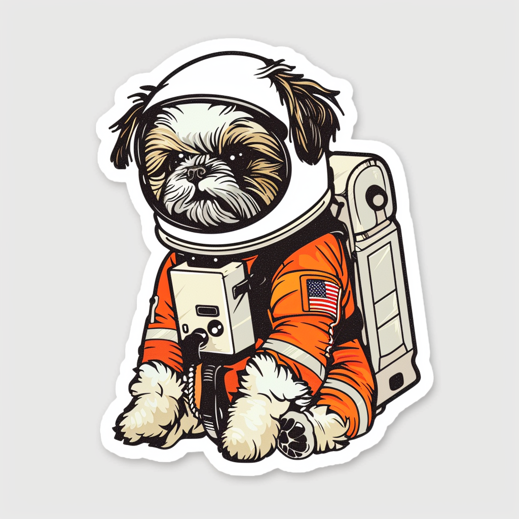Adorable Shih Tzu Dog Expressive surreal Vinyl Decal Sticker for Car, Laptop, Tumbler and more # F018459
