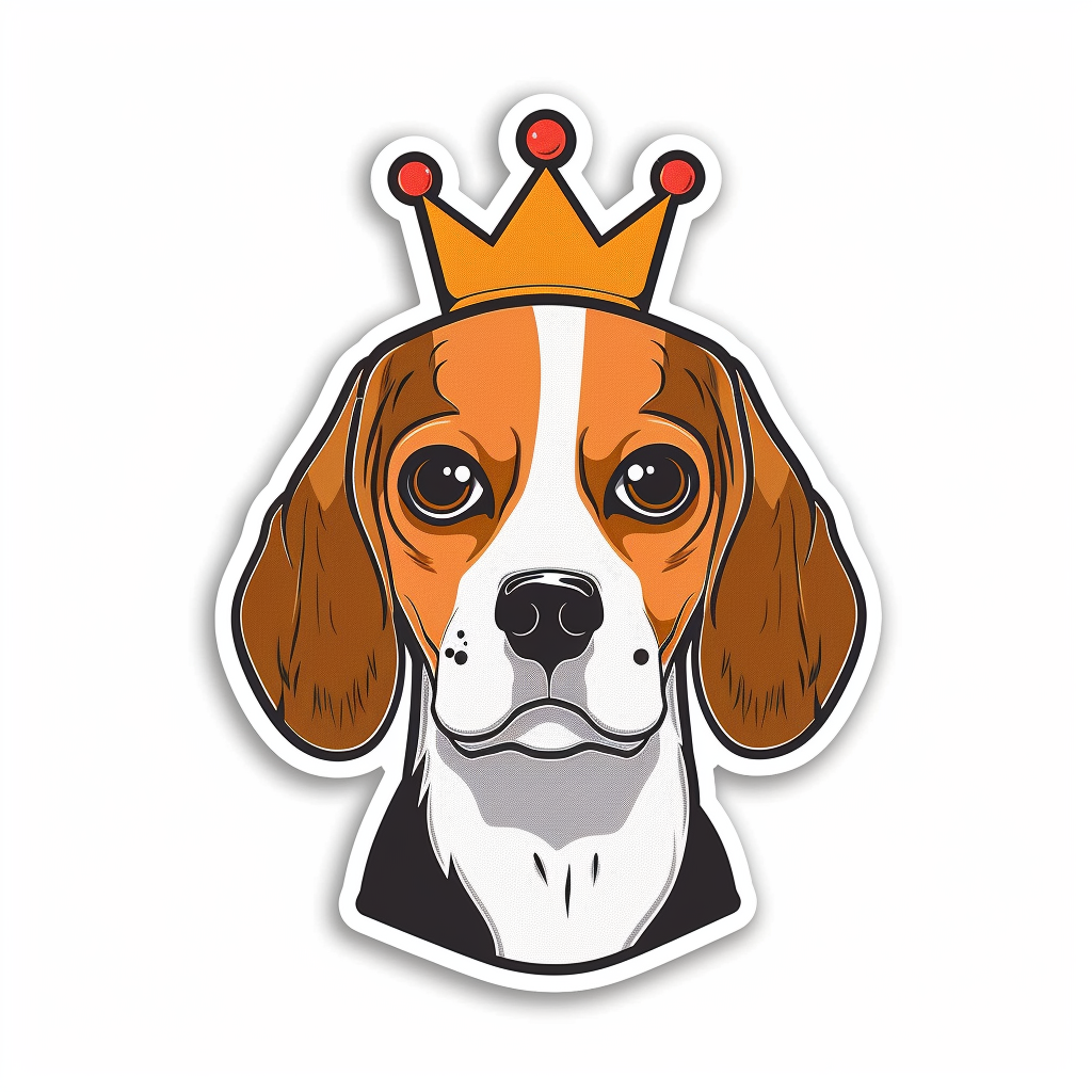Beagle dog crowned Vinyl Decal Sticker for Car, Laptop, Tumbler and more # F012034