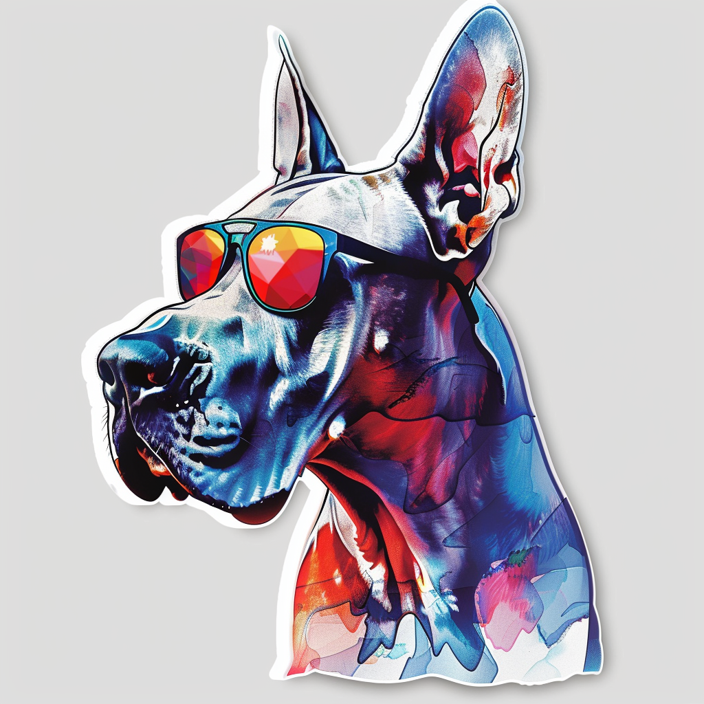 Adorable Great Dane Dog Expressive surreal Vinyl Decal Sticker for Car, Laptop, Tumbler and more # F018103
