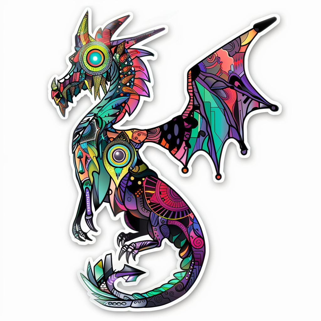 Dragon cyber punk majestic Expressive surreal Vinyl Decal Sticker for Car, Laptop, Tumbler and more # F019084
