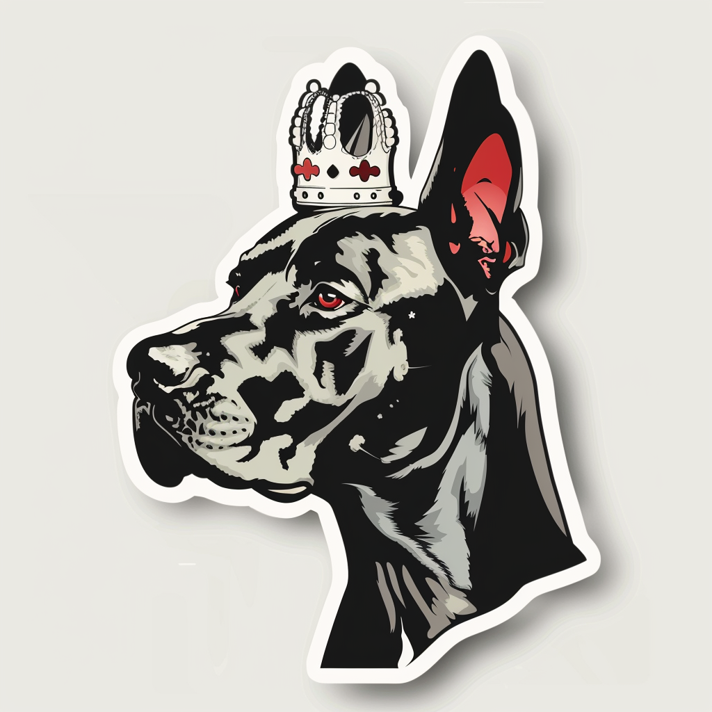 Great Dane Dog crowned majestic Expressive surreal Vinyl Decal Sticker for Car, Laptop, Tumbler and more # F017822