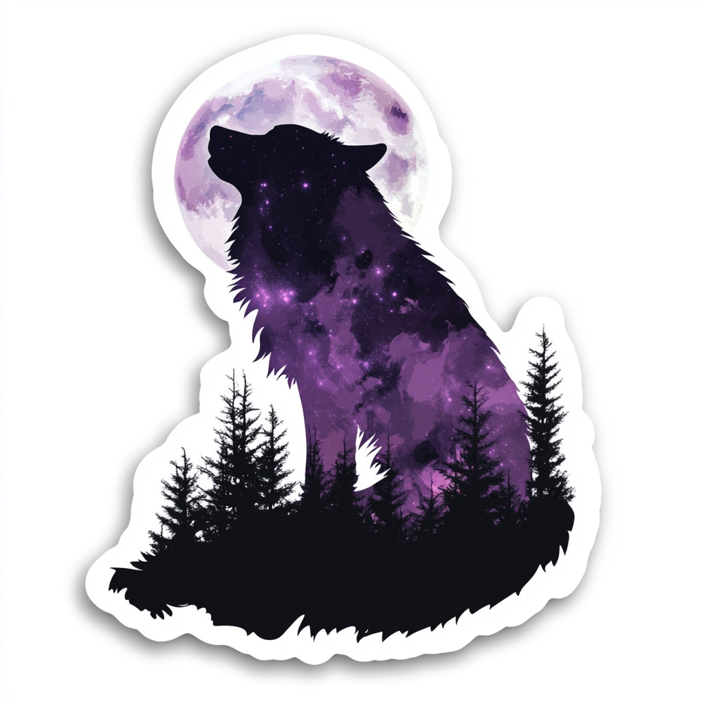 Wolf Moon and Stars Vinyl Decal Sticker for Car, Laptop, Tumbler and more # F025684
