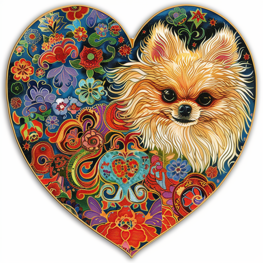 Sticker of a Pomeranian Dog majestic Expressive surreal Heartcore Vinyl Decal Sticker for Car, Laptop, Tumbler and more # F014052