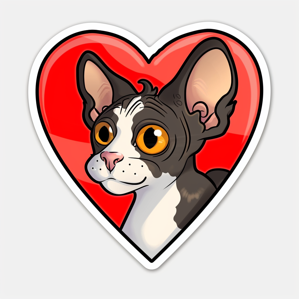 Adorable Cornish Rex Cat Expressive surreal Vinyl Decal Sticker for Car, Laptop, Tumbler and more # F021561-4" x 4"