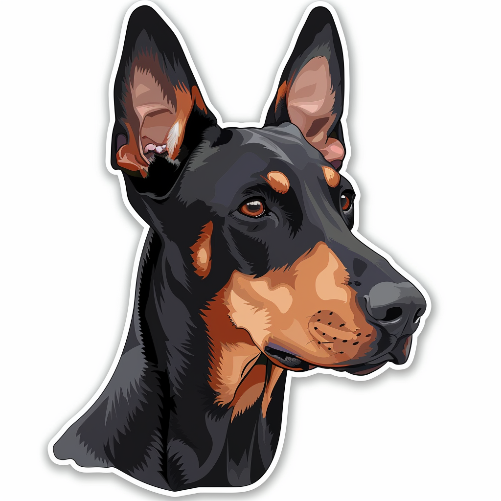 Sticker of a Doberman Pinscher Dog majestic Expressive surreal Vinyl Decal Sticker for Car, Laptop, Tumbler and more # F019254