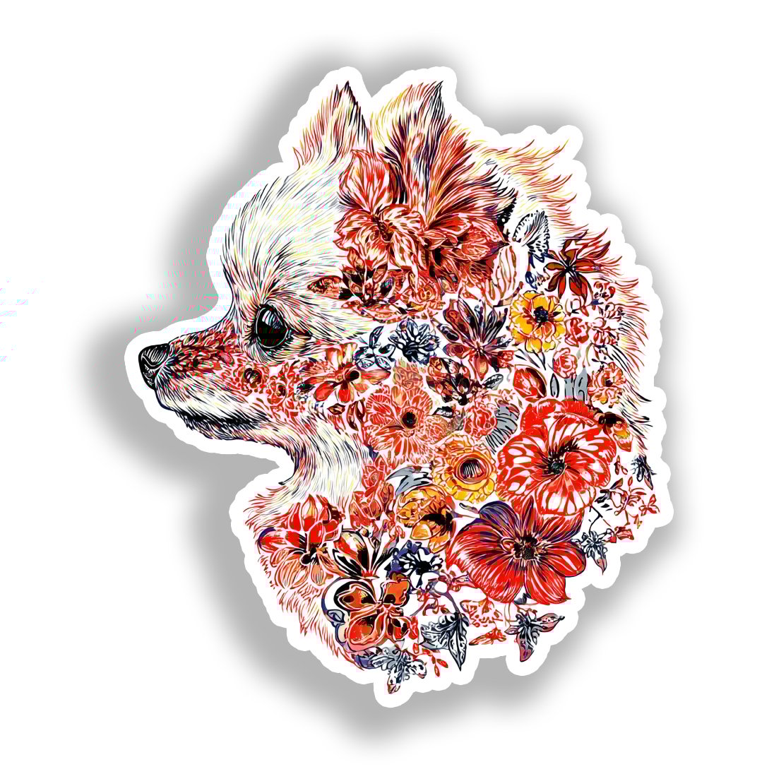 Pomeranian Dog Vinyl Decal Sticker for Car, Laptop, Tumbler and more # A017327-4" x 4"