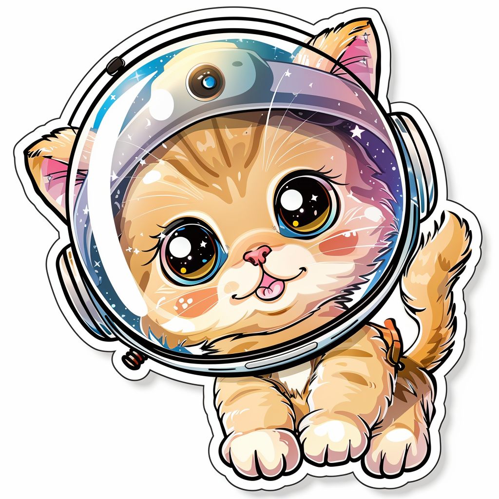 Sticker of a Cute and Adorable Persian Cat Space Expressive surreal Vinyl Decal Sticker for Car, Laptop, Tumbler and more # F016440